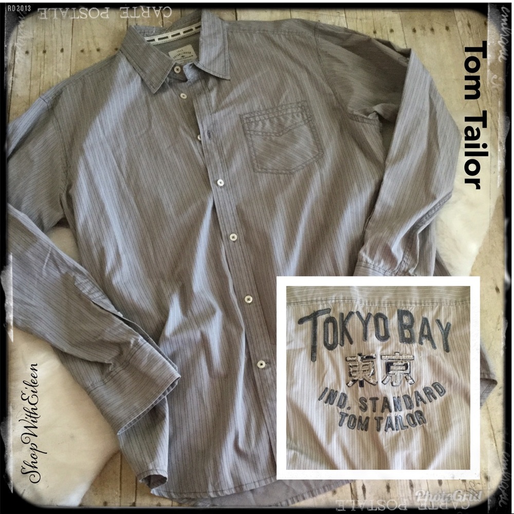 Tom Tailor Tokyo Bay Striped Gray Button Down Shirt